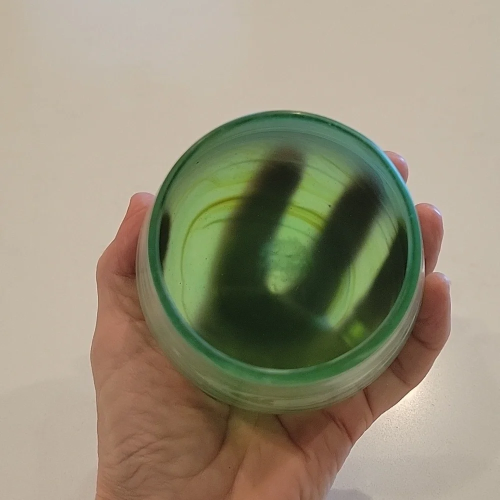 Handblown Phoenician Green Swirl  Candle  Holder